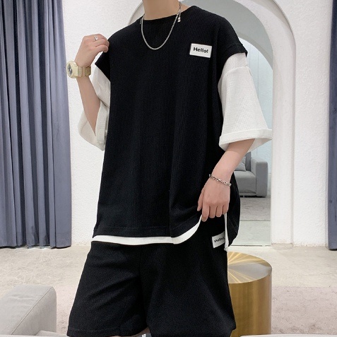 HOT SALE Baju Satu Set Pria Baju Setelan Korea Baju 1 Set Korean Style Baju Set Setelan Kaos Dan