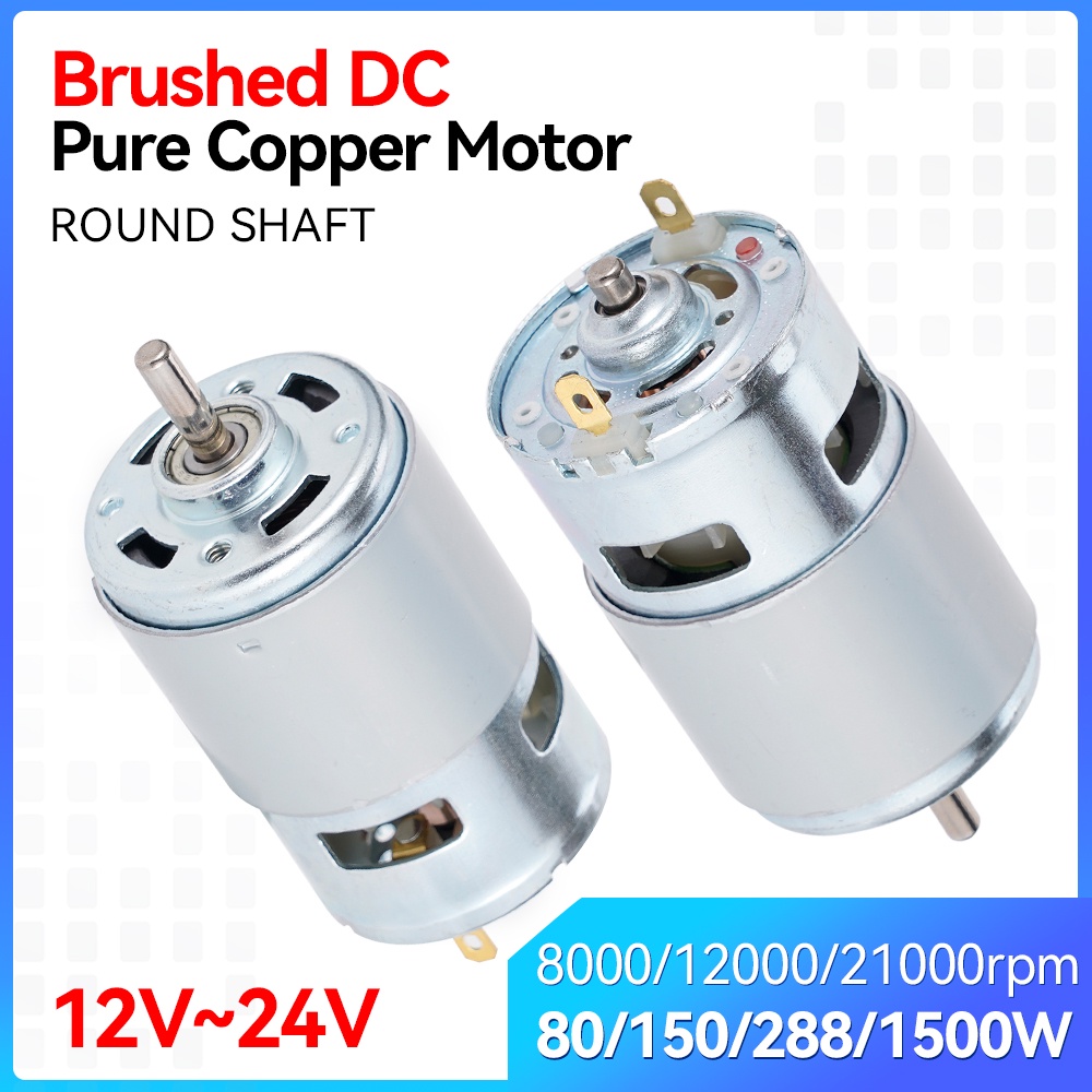 775 Motor Dc 12V-24V 150W/288W Double Ball Bearing Spindle Motor 12000Rpm Dc Motor Large Torque High