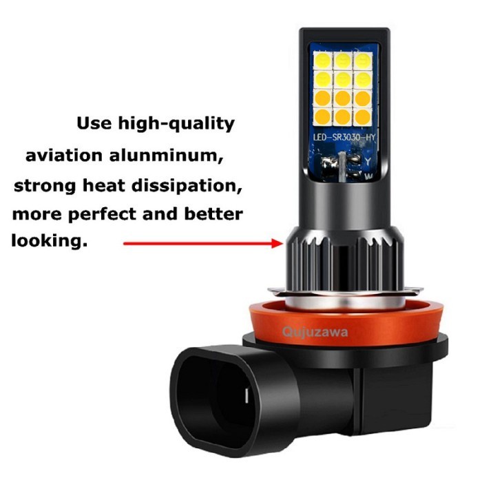 Lampu Mobil LED 24smd H11 H8 2 Pcs Dual Color Putih Kuning Fog Lamp