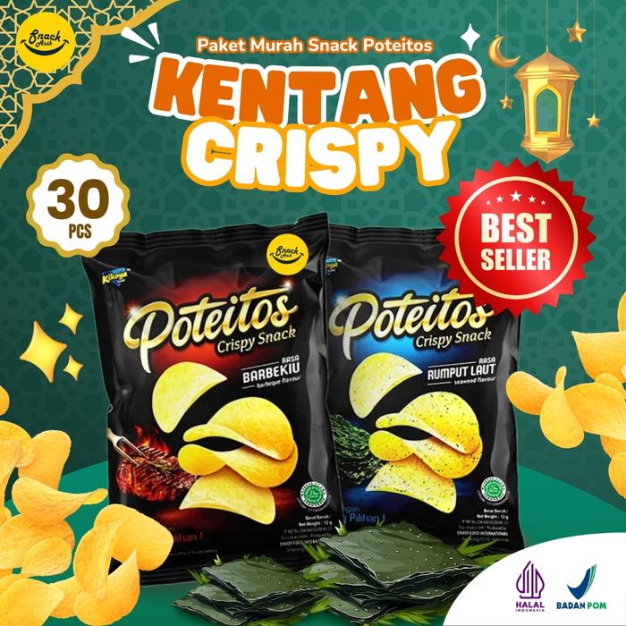 

30 PCS POTEITOS Kerupuk Keripik Kentang Cemilan Viral Rencengan Murah Snack Food Pedas Asin