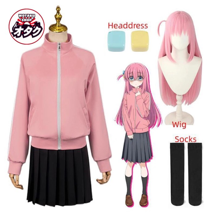PREMIUM Fullset costume cosplay bochi the rock wig Ikuyo hitori gotoh ikuyo