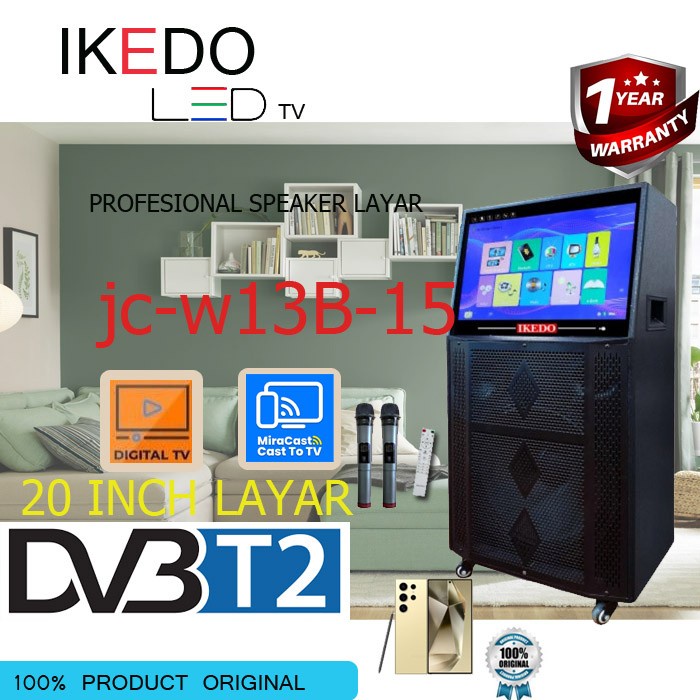 PREMIUM SPEAKER WIRELESS IKEDO JC-W13B-15 20 INCH LED TV Video Karaoke Player