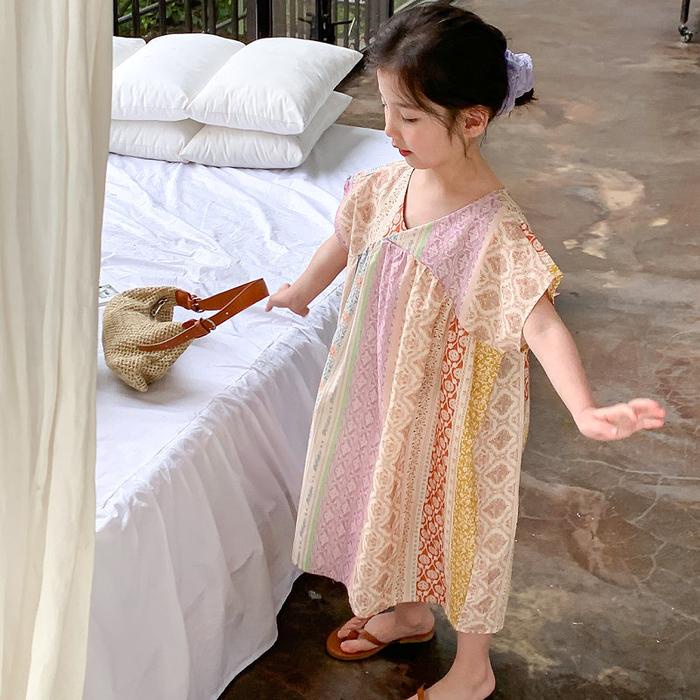 Beechic.Kids Dress Batik Anak Import Colorful - Dress Anak Perempuan Motif Batik Dress Model Gaun