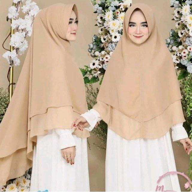 Best Seller (Cod) Hijab Haji Dan Umroh Khimar Instan Jumbo Syar'I 2 Layer Polos Hijab Instan