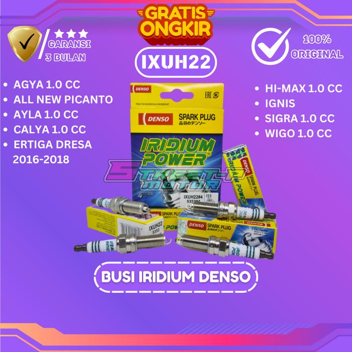 BUSI IRIDIUM DENSO IXUH 22 ORIGINAL SEGEL HOLOGRAM AGYA 1000CC , AYLA 1000CC , CALYA 1000CC , SIGRA