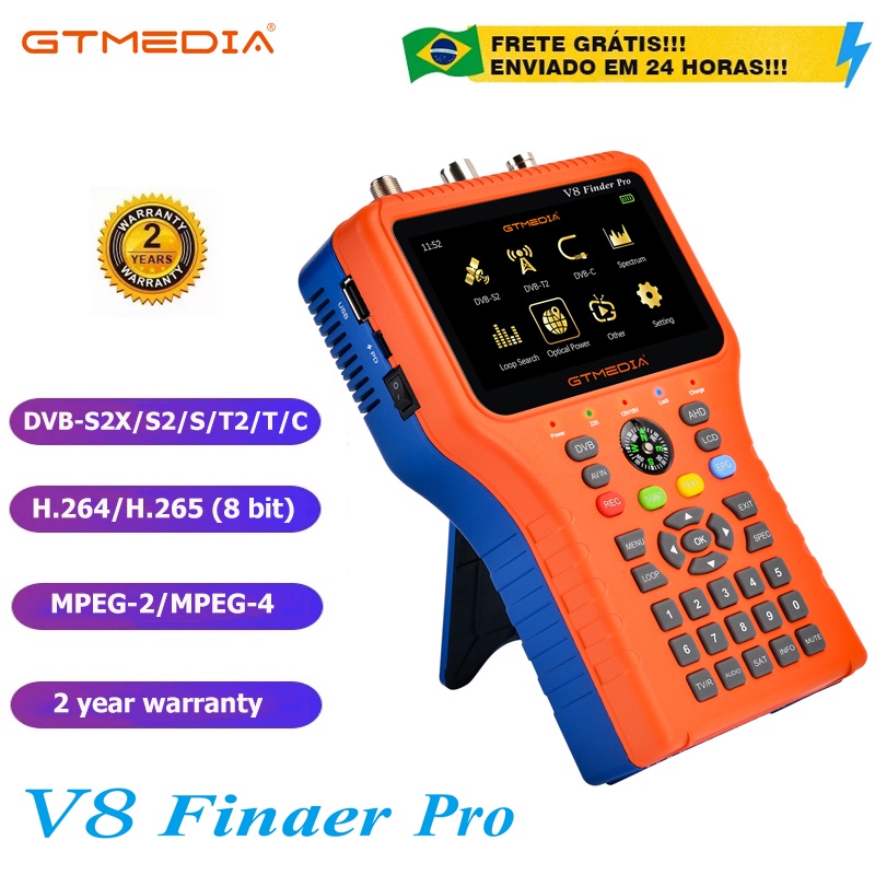 Gtmedia V8 Finder Pro 2 Satellite Signal Finder Dvb-S2X/S2/S/T2/T/C Ahd H.265 Meter Satellite 100%