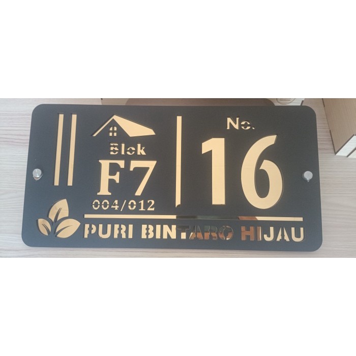 

TERLENGKAP Nomor Rumah Akrilik Premium Custom 2 Layer - Akrilik Hitam Doff dan Mirror Gold/Silver