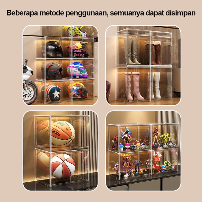 

TERJAMIN Ukuran Ekstra Besar Kotak Penyimpanan Helm Transparan Akrilik Penyimpanan Tas Tangan