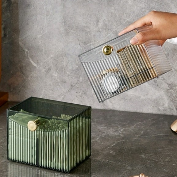 

TERMURAH kotak kapas akrilik / tempat cutton bud tusuk gigi lipstick serbaguna