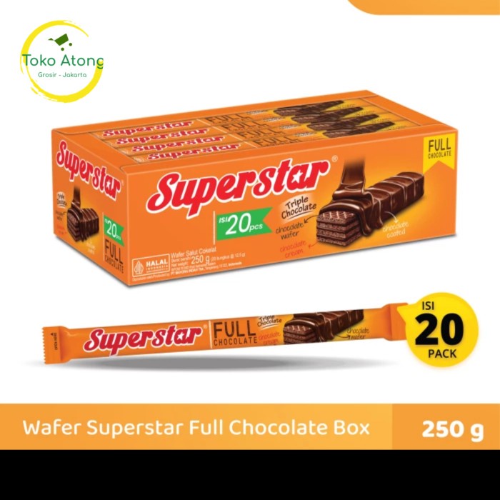 

JTTOP" SUPERSTAR WAFER TRIPLE COKLAT ( 1 BOX ISI 12 PCS )