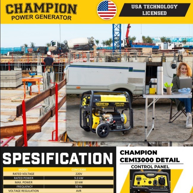 Genset 10 kw 12 kva AMPION USA Power Generator Set CEM13000 LINK AMBIL SENDIRI