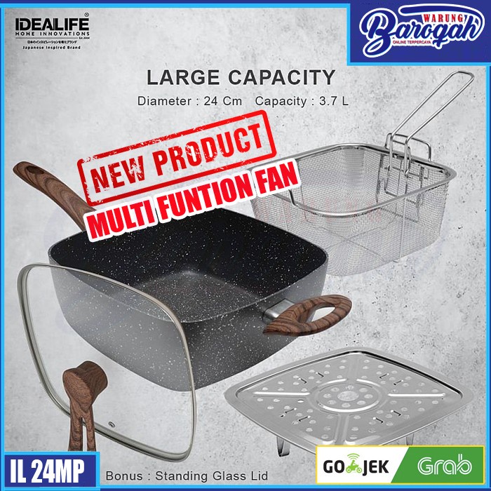 IDEALIFE - Multi Function Pan Cookware - Panci Serbaguna 24cm