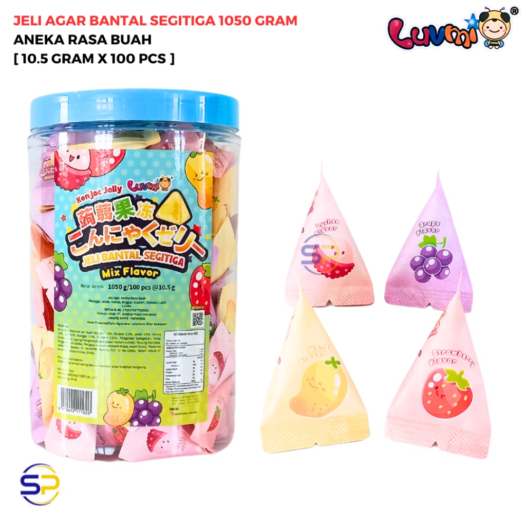 

KONJAC JELLY SEGITIGA MIX FLAVOR 1050 GRAM [10.5 GR X 100 PCS] - LUVMI
