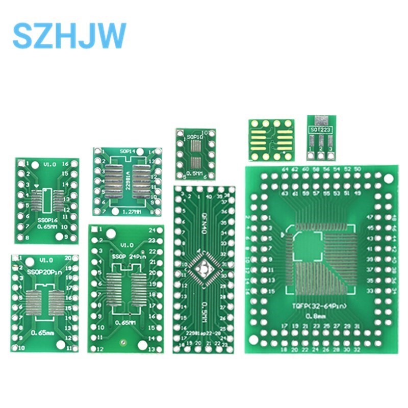 10Pcs Sop Patch Adapter Board Sop8 Sop10 Sop14 Sop16 Sop20 Sop24 Sot223 Qfp32-100 Qfn32 Qfn40 Tqfp