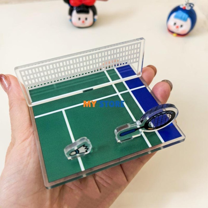 

TERPERCAYA Ornamen Desktop Berdiri Hadiah Badminton Tennis Olahraga Souvenir Akrilik Miniatur Kecil