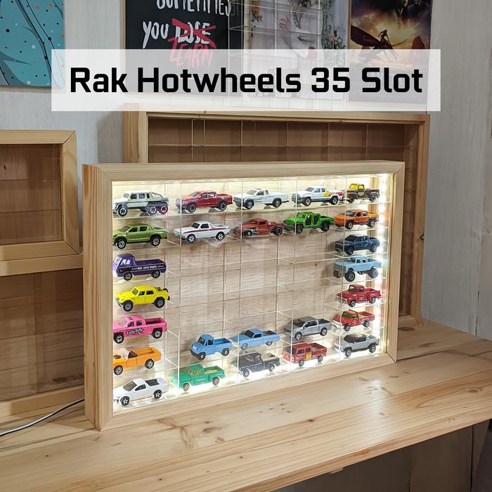 

BERMUTU 35 Slot Rak Hotwheels Premium solid Kayu Jati Belanda dan Akrilik Acrylic