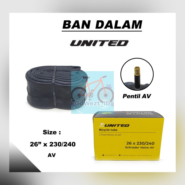 Ban Dalam Sepeda Ukuran 26 X 2.30 / 2.40 United Pentil Motor Av Mtb #Gratisongkir