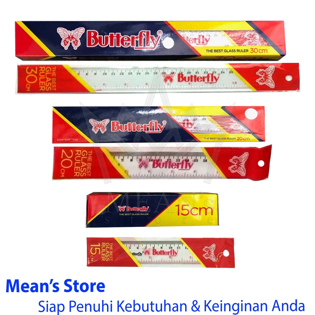 

Penggaris Plastik Mika Butterfly 20cm / Mika Glass Ruler 20 cm