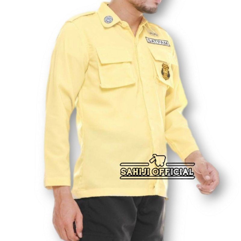 Awet 1 Set Seragam Pdl Beserta Bordir Kemeja Dan Celana Pdl Krem Kuning Terbaru Adem Nyaman Dipakai