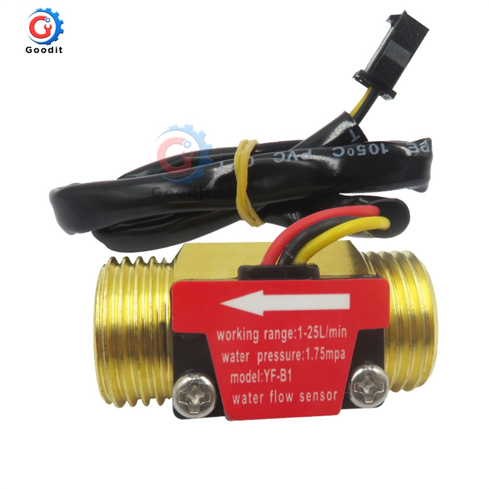 DN25 Hall Effect Turbine G1/2 Water Flow Sensor Turbine Flowmeter Water Diesel Brass Electrical Plum
