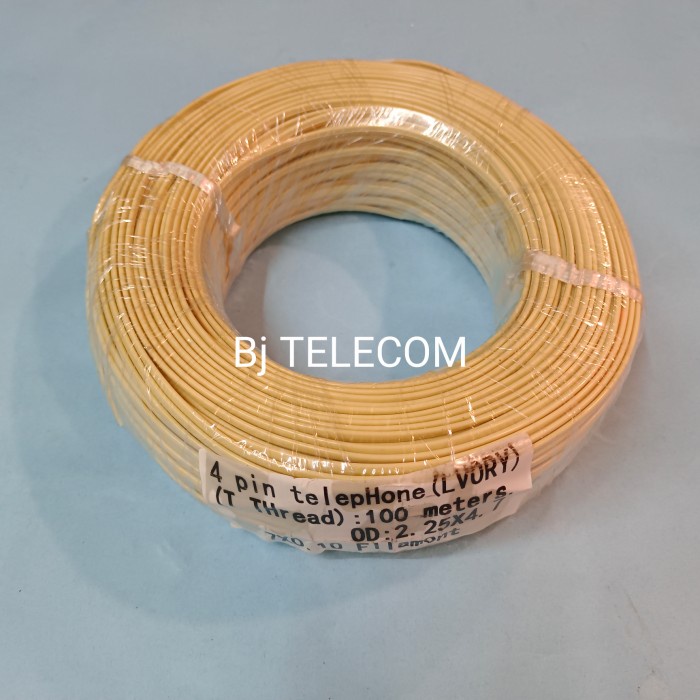 JTTOP" KABEL LINE TELEPON ISI 4 KABEL/ KABEL TELEPON GEPENG ISI 4/ KABEL LINE