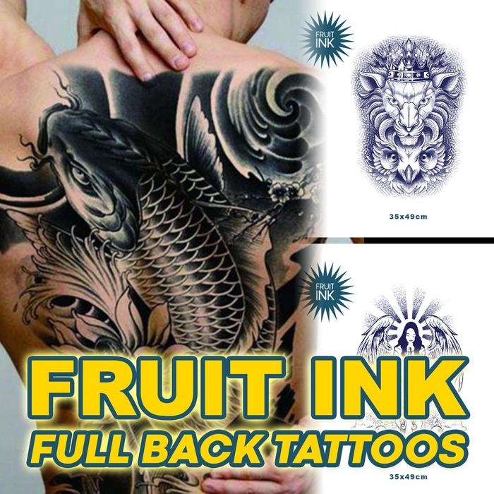 ..... Potatoo Fruit Ink Full Back Tato Temporer Punggung Waterproof Temporer Tatto Temporary Biru