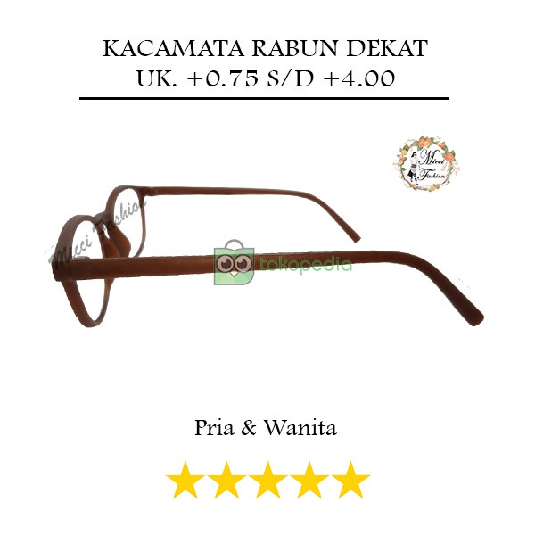 JTTOP" KACAMATA BACA OVAL LENSA PLUS +0.75S/D+4.00 COKLAT DOFF UNISEX NOCASE