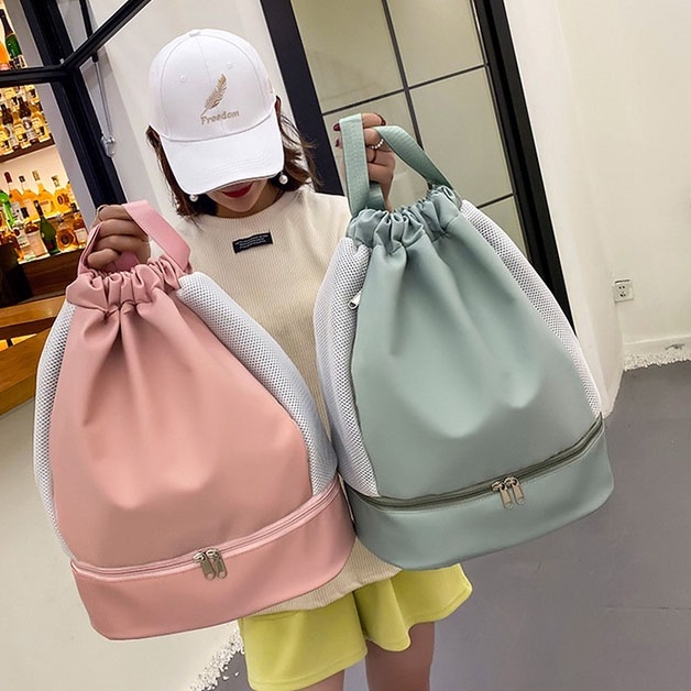 Ransel Serut Tas Kebugaran Mode Kain Oxford Tas Travel Pemisahan Kering Dan Basah Ransel Penyimpanan