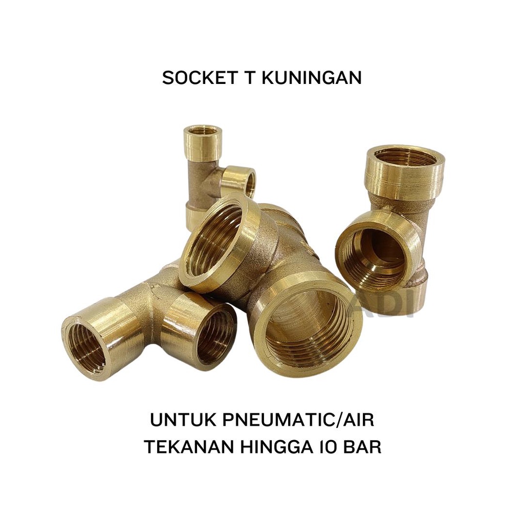 Socket T Kuningan Brass Fitting Pneumatic Fitting Female T Industri