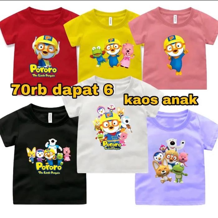 Geraigo- Kaos Atasan Anak 70Rb Dapat 6 Unisex Idel 2-10 Tahun /Paket Hemat Usaha Baju Anak Cewek