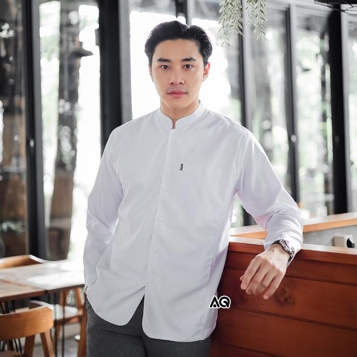 Baju Koko Polos Katun Haibah Semi Jas Putih Ukuran S M L XL XXL