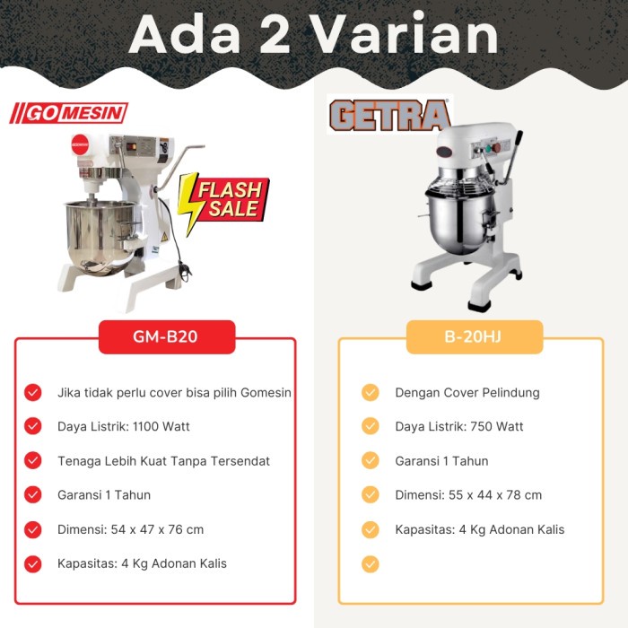 Ready- Getra B-20Hj Planetary Mixer Roti Mixer Planetary 20 Liter