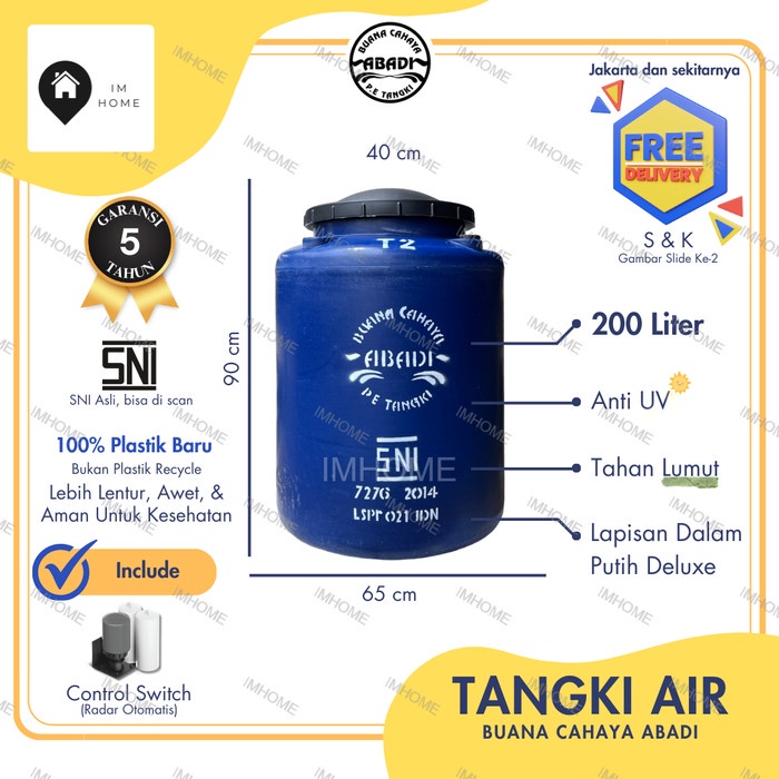 PROMO Tangki / Toren Air Buana 250 Liter T250 Murah Tangki 200 Liter Kecil