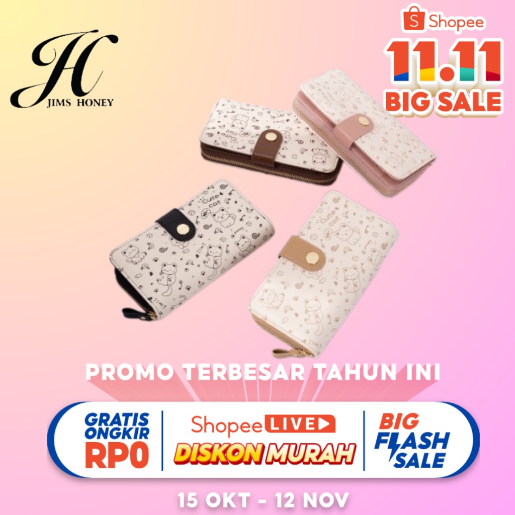 Dompet Wanita Lala Wallet Jims honey original realpic cod dompet motif kucing lucu impor murah