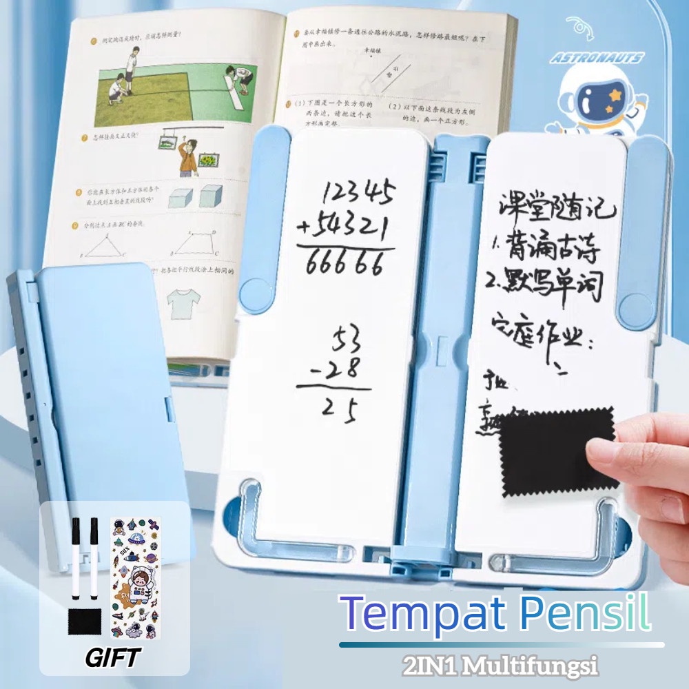 

Tempat Pensil 2IN1 Multifungsi Pencil Case Book Holder Kotak Pensil Lipat dengan Tatakan Buku dan Papan Tulis Praktis Anak Sekolah