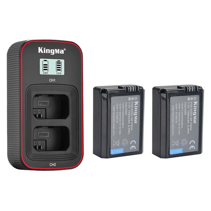 Smallrig Kamera - Paket Complete Baterai Kingma Lcd Charger Set Np-Fw50 For Sony Alpha A7R A5100