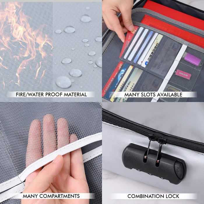 

BARANG TERLARIS Tas Penyimpan Dokumen Tahan Api dan Air Tempat Berkas Map - TK005