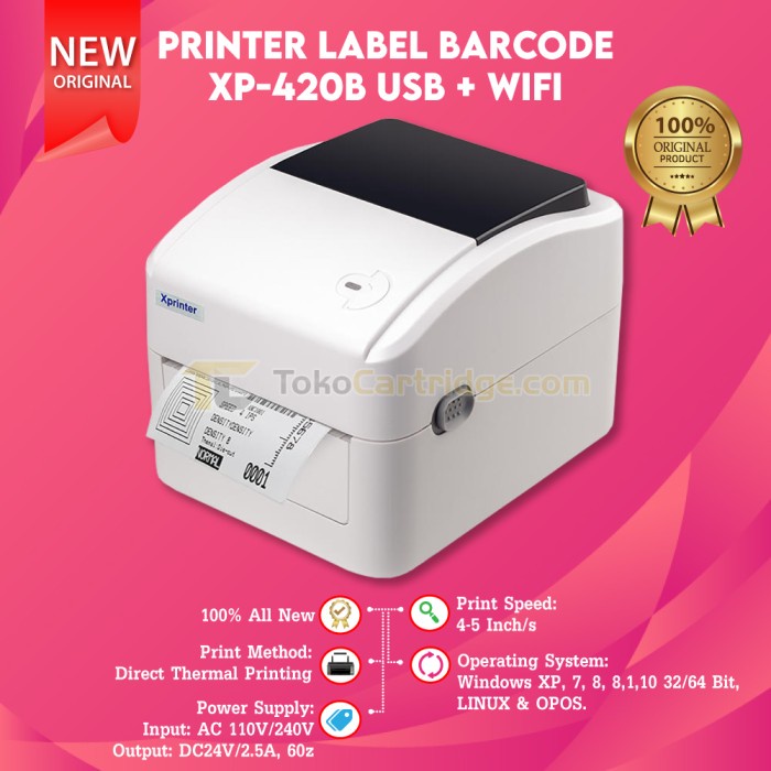 Ready PRINTER BARCODE THERMAL PRINTER LABEL THERMAL XPRINTER XP-420B 100X100