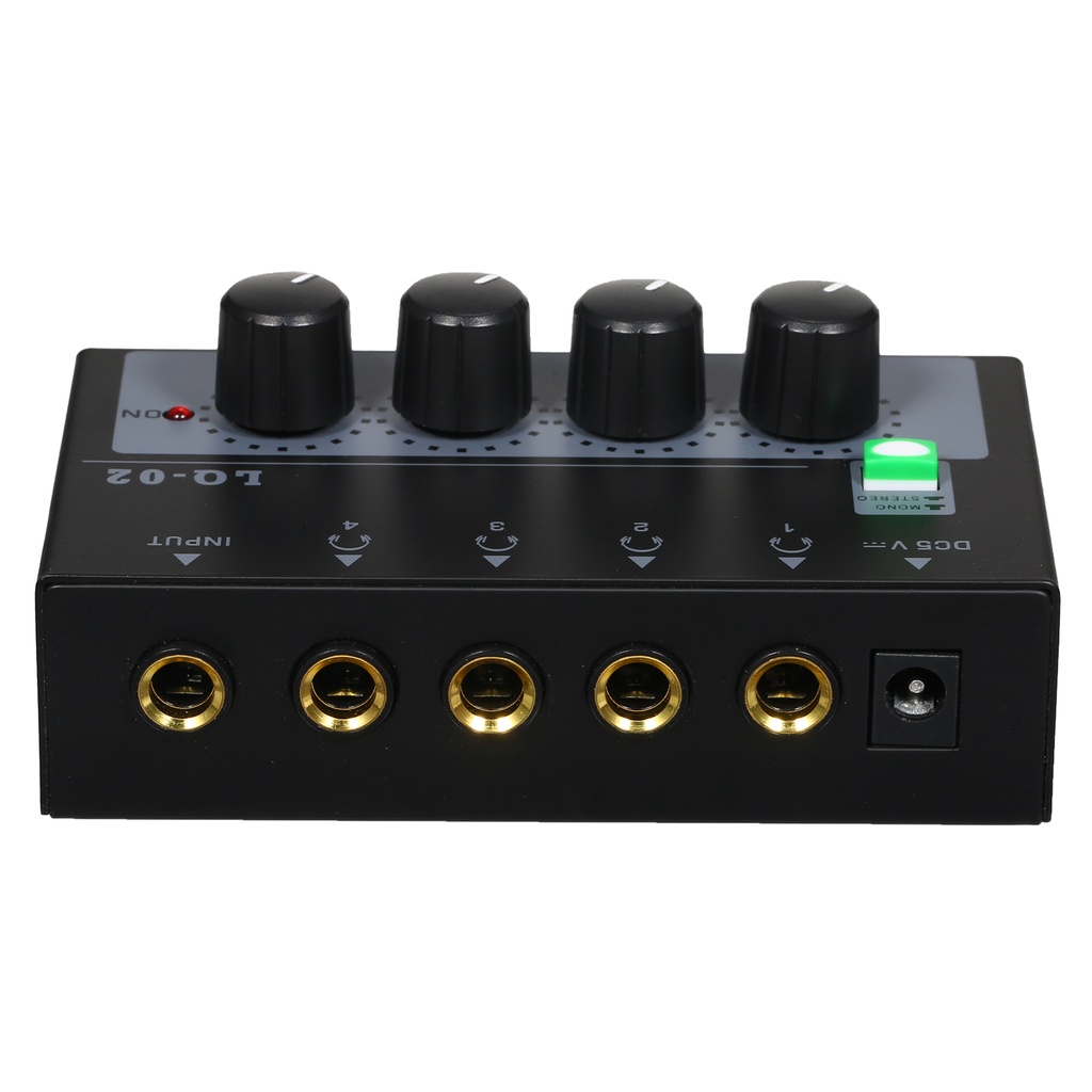 Headphone Amplifier Mixer 4 Channels Mono/Stereo Metal Stereo Headphone Amps Audio Amplifier Balance