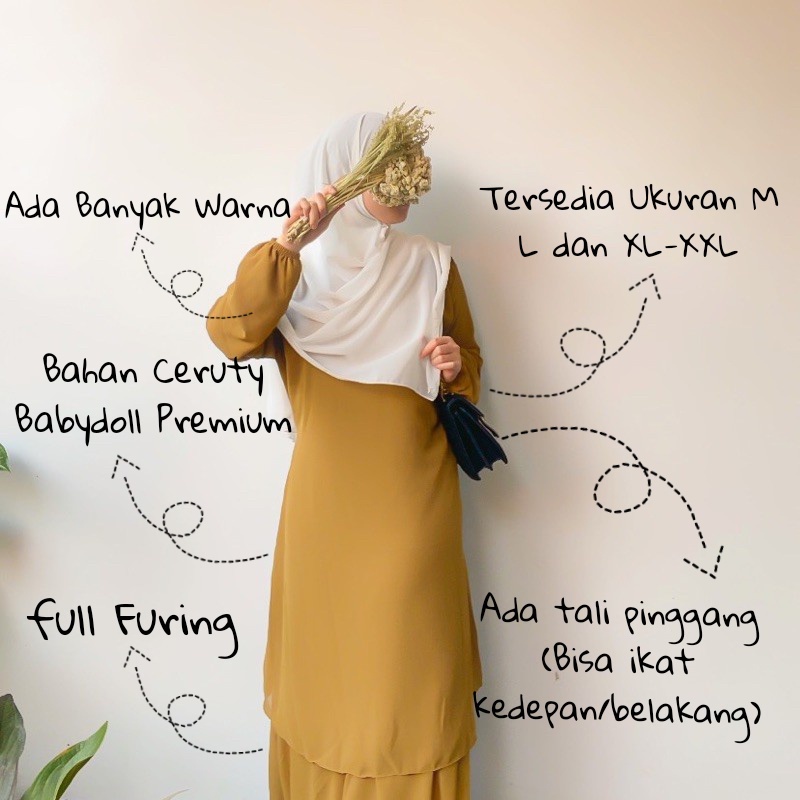 TERBARU Gamis Malaysia Dress Malaya Jumbo Gamis Malaysia LD 100-130 Ceruty Babydoll Full Puring