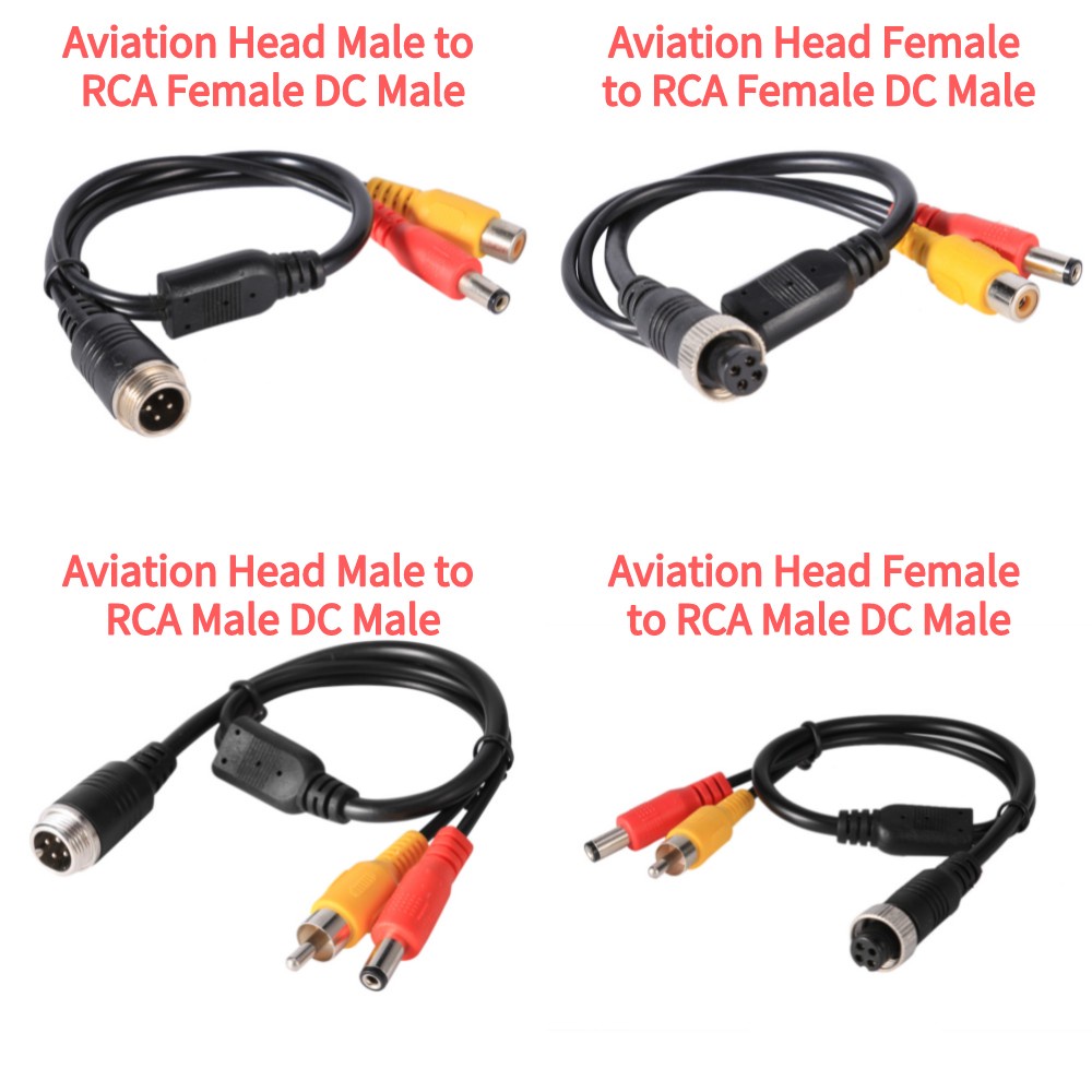 RCA Cable 1Pcs M12 4Pin Aviation Head to RCA Female DC Male Extension Cable Adapter for CCTV Camera 