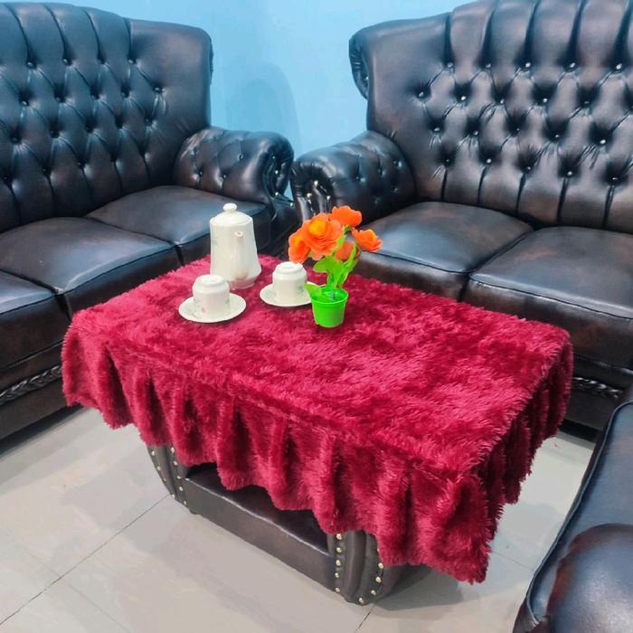 New- Taplak meja bulu rumbai / Taplak meja bulu rumbai+sarung tisu / Taplak meja rumbai bulu /