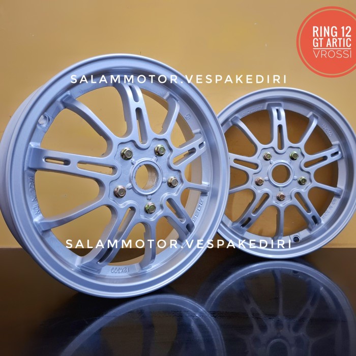 Velg Vespa ring 12 Vrossi GT silver ARTIC Tubeless FRONT + FRONT R12 vespa klasik GTS