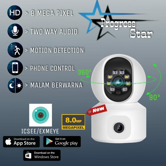 Ip Camera Icsee 8MP Cctv Auto Tracking Dual Lens Cctv Wireless