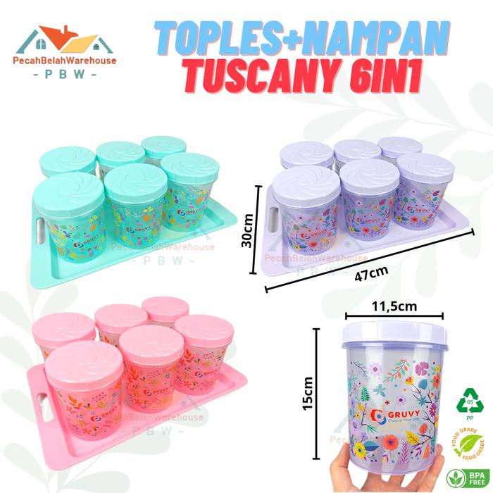 PREMIUM Toples Set Nampan Tuscany Biggy Gruvy Tonam / Toples Set Lebaran / Toples Kue Kering