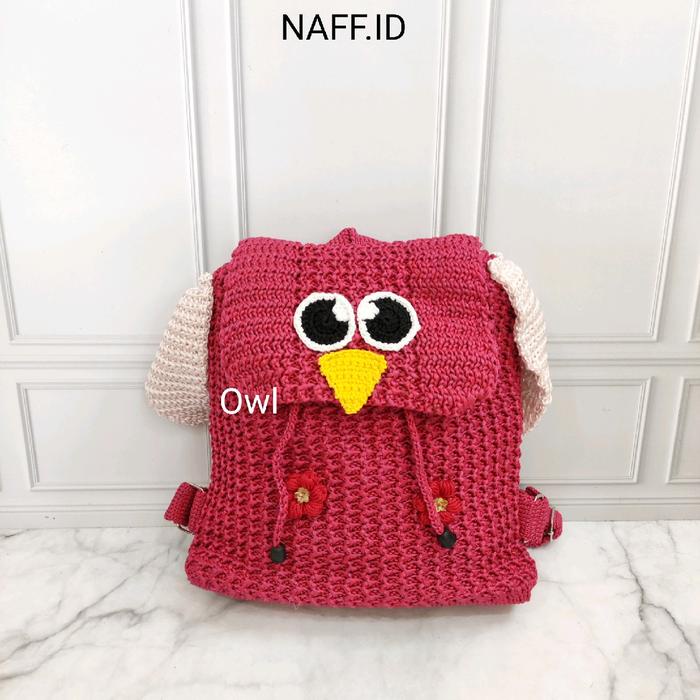 PREMIUM Tas OWL - Ransel Karakter Anak Lucu - Tas Ransel Rajut
