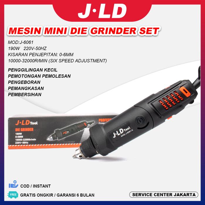 JLD Mini Die Grinder Bor Tuner Turner Listrik - Alat Ukir Kayu, Amplas, Pemotong - Karet, Kamera