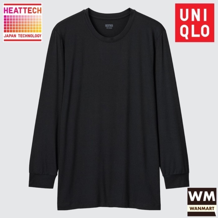 UNIQLO Kaos Long John Pria Heattech Crew Neck Black Longjohn