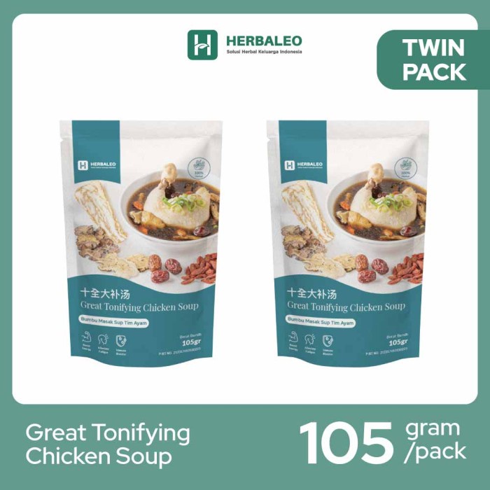 

Promo Terbatas Twinpack - Herbaleo Great Tonifying Chicken Soup Aman