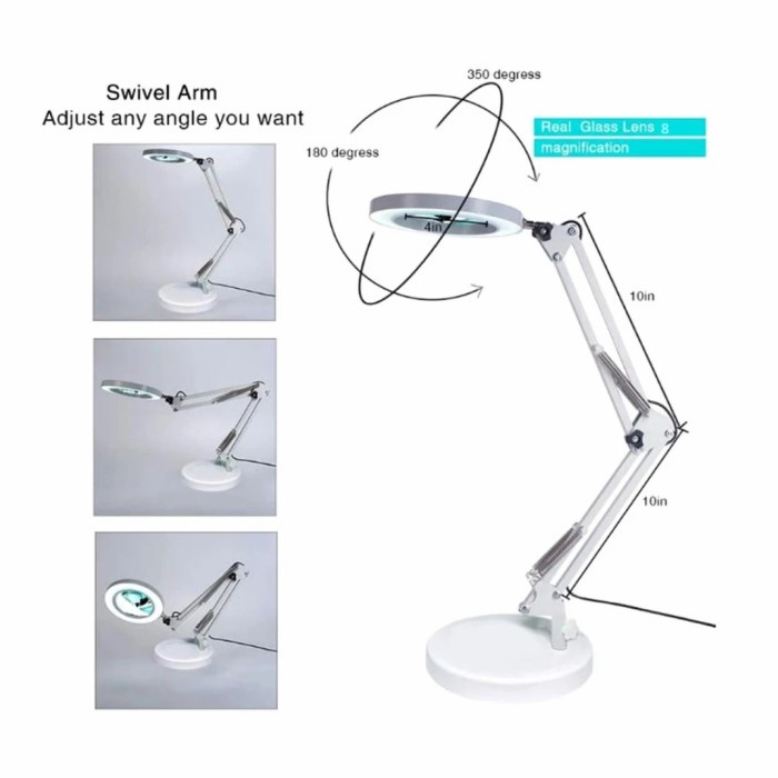 

AVPRO DESK LAMP 16CM LED RING WITH 8X MAGNIFYING GLASS W BASE 15CM WH